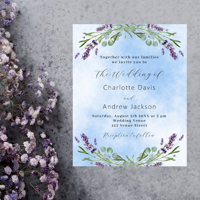Flyer Lavanda verde azul orçamento convite para casament (Criador carregado)