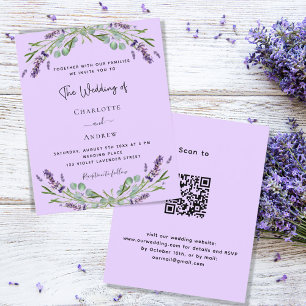 Flyer Lavanda violeta QR code convite para casamento