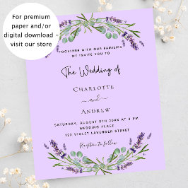 Flyer Lavanda violeta verde orçamento convite para casam