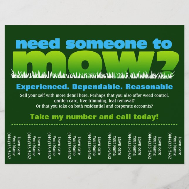 Flyer Lawn Care Mow Grass Landscaper (Frente)