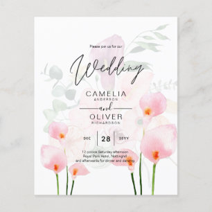 Flyer Leah G Blush Pink Calla Lily Convite de casamento