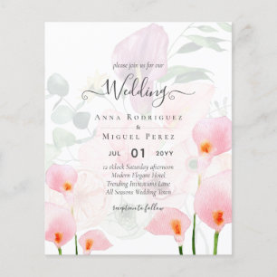 Flyer Leah G Blush Pink Calla Lily Convite de casamento