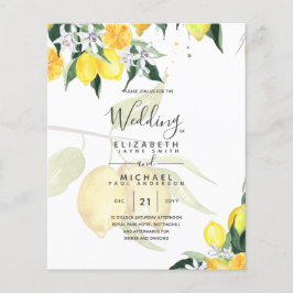 Flyer Leah G Citrus Yellow Lemons Convites de casamento