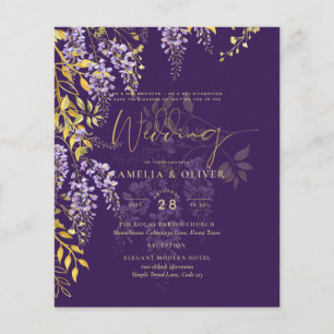 Flyer Leah G Dourado Roxo WISTERIA Convite de casamento