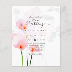 Flyer Leah G Pink Calla Lily Floral Convite de casamento