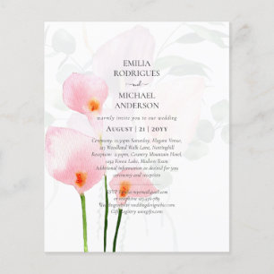 Flyer Leah G Pink Calla Lily Floral Convite de casamento