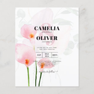 Flyer Leah G Pink Calla Lily Floral Convite de casamento