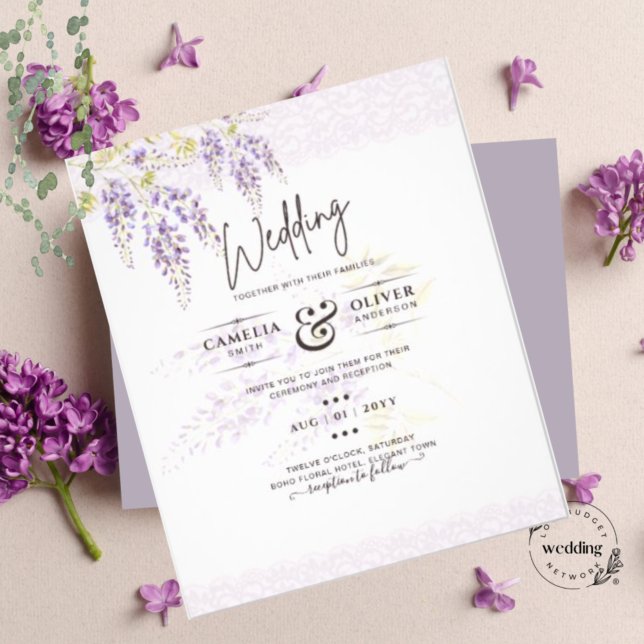 Flyer Leah G Purple WISTERIA Lace Convite de casamento F (Criador carregado)