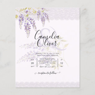 Flyer Leah G Purple WISTERIA Lace Convite de casamento F