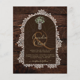 Flyer Leah G Rustic Lace Gypsophila Convite de casamento