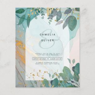 Flyer Leah G Seaglass Inv. Casamento Dourado Verde com T