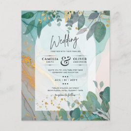 Flyer Leah G Seaglass Inv. Casamento Dourado Verde com T