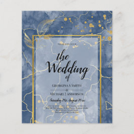 Flyer LeahG Azul Escuro Dourado CONVITE de Casamento Abs