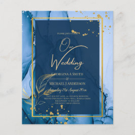 Flyer LeahG® Azul Marinho Dourado Wedding Tinta Álcool C