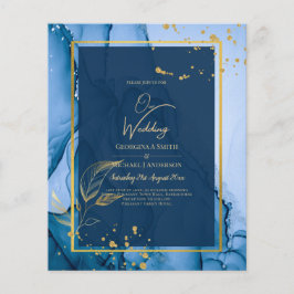 Flyer LeahG® Azul Marinho Dourado Wedding Tinta Alcoólic