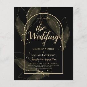 Flyer LeahG Black Dourado deixa Convite de casamento mod