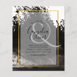 Flyer LeahG Black Gold INK Abstract Wedding Invite