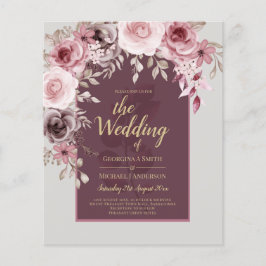 Flyer LeahG Burgundy Blush Pink Roses Casamento outono I