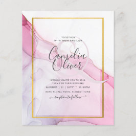 Flyer LeahG Convite de Casamento Abstrato com Tinta Roxa