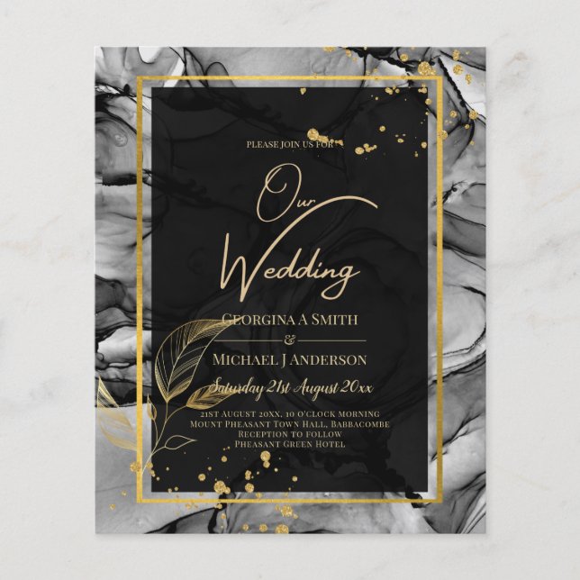 Flyer LeahG® Convite de Casamento com Tinta Alcoólica Do (Frente)