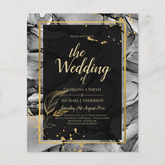Flyer LeahG® Convite de Casamento com Tinta Alcoólica Do (Frente)