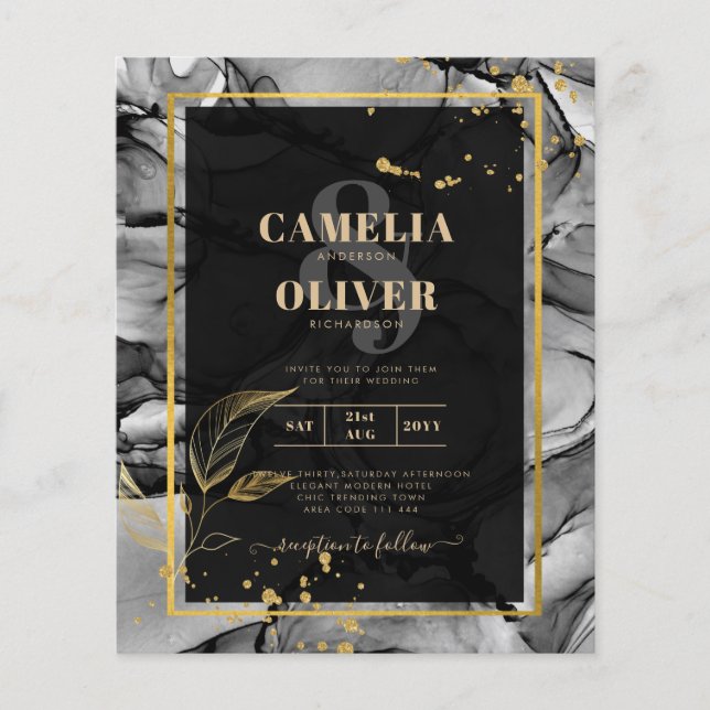 Flyer LeahG® Convite de Casamento com Tinta Alcoólica Do (Frente)