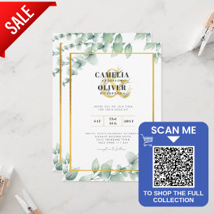 Flyer LeahG Eucalipto Folhagens Dourado CASAMENTO CÓDIGO