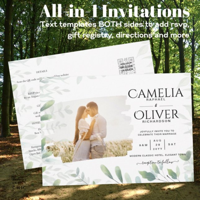 Flyer LeahG Greenery deixa Convite de casamento de OVERL (Criador carregado)