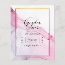 Flyer LeahG PINK Convite de Casamento Abstrato com Tinta