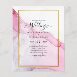 Flyer LeahG PINK Convite de Casamento Abstrato com Tinta