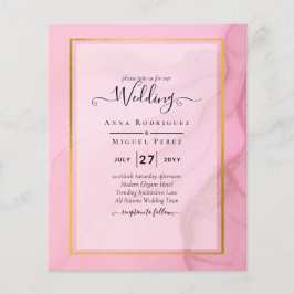 Flyer LeahG Rubor Rosa Ouro INK Ombre Casamento CONVITE