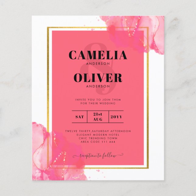 Flyer LeahG Salmão PINK GOLD WEDDING Tinta de Álcool (Frente)