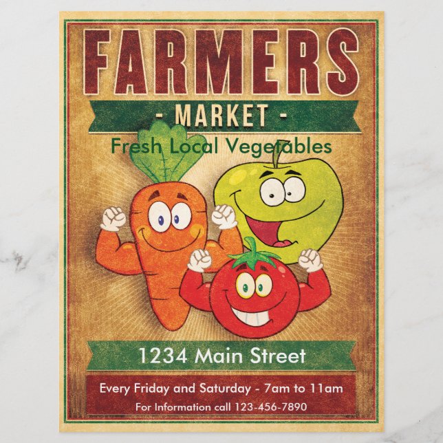 Flyer Legumes Locais Frescos do Mercado de Agricultores (Frente)