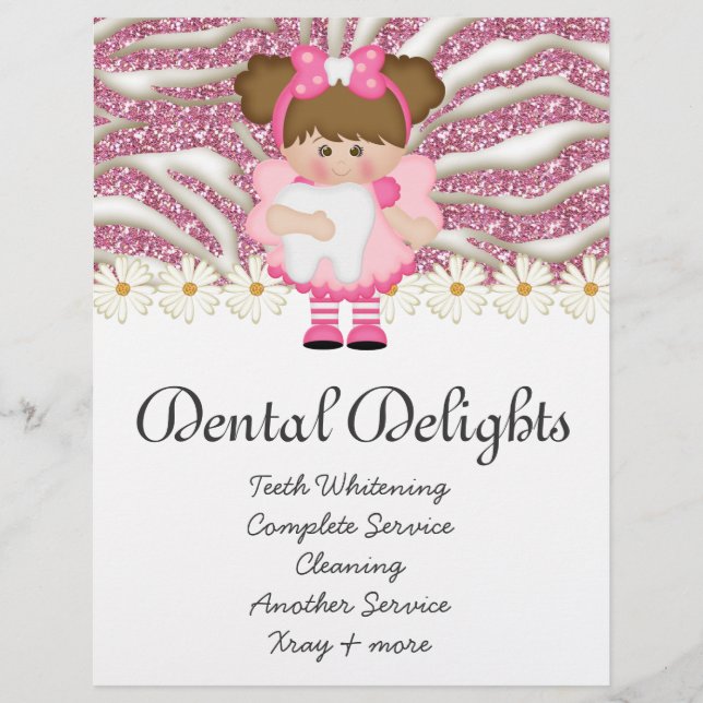 Flyer Leitura de Dentista Dental Fada de Dente Cuja Zebr (Frente)
