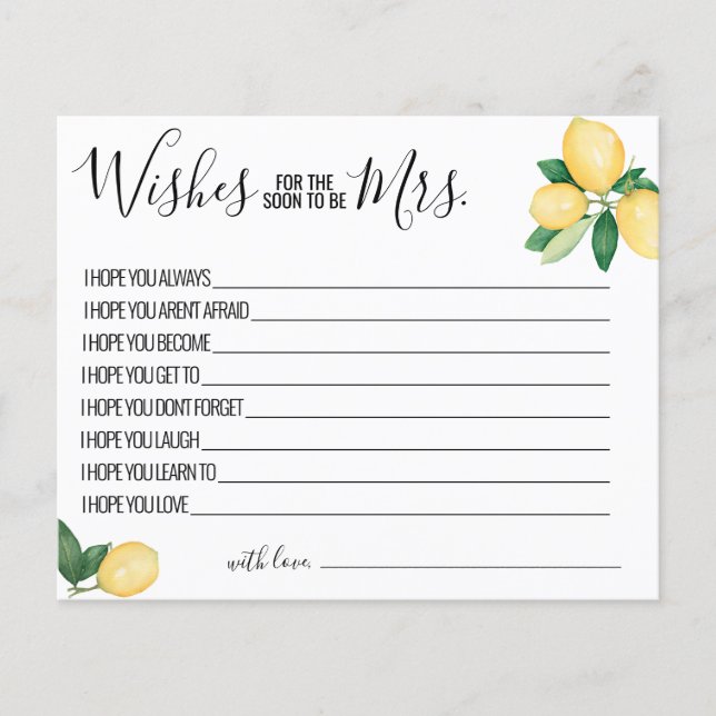 Flyer Lemons quer que em breve seja a Sra. Card (Frente)