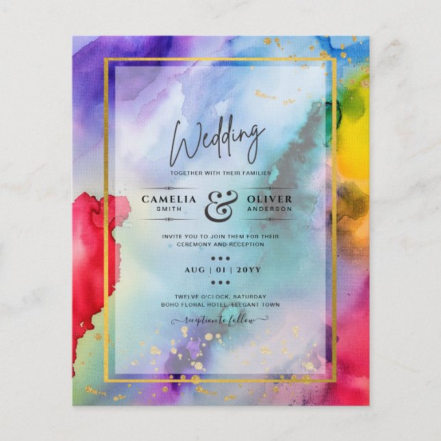 FLYER LENÇAS DE CORREIO LÍQUIDO DE CONVITE DE CASAMENTO (Frente)