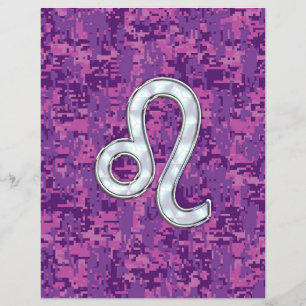 Flyer Leo Zodiac Sign on Fuchsia Digital Camouflage