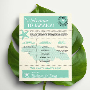 Flyer Letra verde da boa vinda do casamento de Jamaica