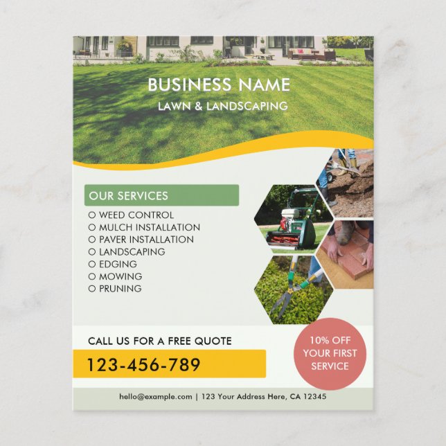 Flyer Lewn Care Landscaping Service QR Code Foto (Frente)