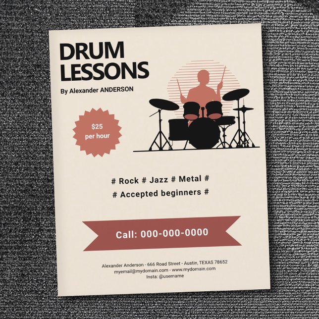 Flyer Lições de tambor (Drum Lessons Flyer)