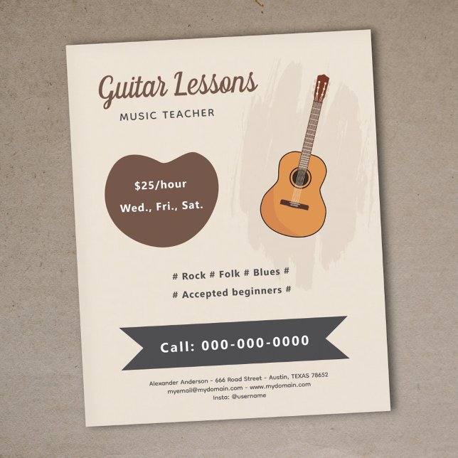 Flyer Lições de Violão (Guitar Lessons Flyer)