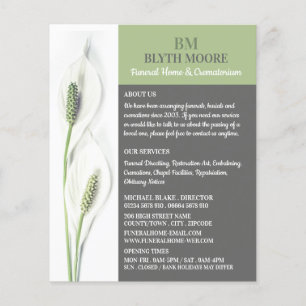 Flyer Lily Flowers, Funeral Home, Diretores