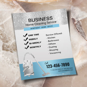 Flyer Limpeza de Casa Azul e Prata Moderna