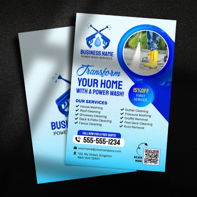 Flyer Limpeza de Casa com Lavadora de Alta Pressão (Criador carregado)