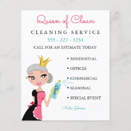 Flyer Limpeza de Cinza de Caractere de Serviço Maid com 