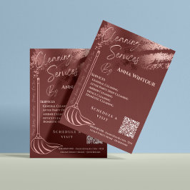 Flyer Limpeza de Rosa de Serviços de Limpeza Dourada par