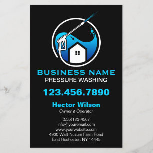 Flyer Limpeza Moderna de Lavagem sob Pressão Azul Preto