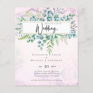 Flyer Linda Burgundy Blue Eucalyptus BUDGET Invite