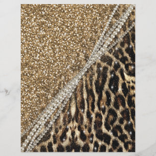 Flyer Linda Estampa de Leopardo Glitter Dourado Feminino