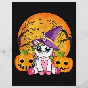 Flyer Lindas Meninas do Halloween Unicórnio Bruxas de Ha